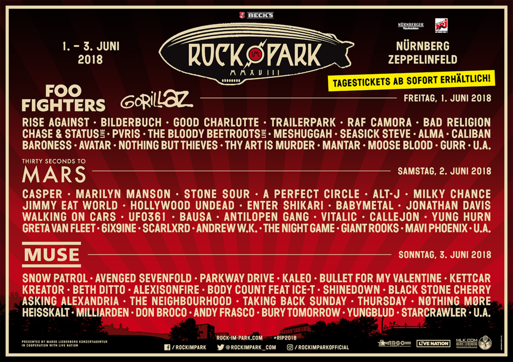 Rock im Park 2018 Tagesaufteilung